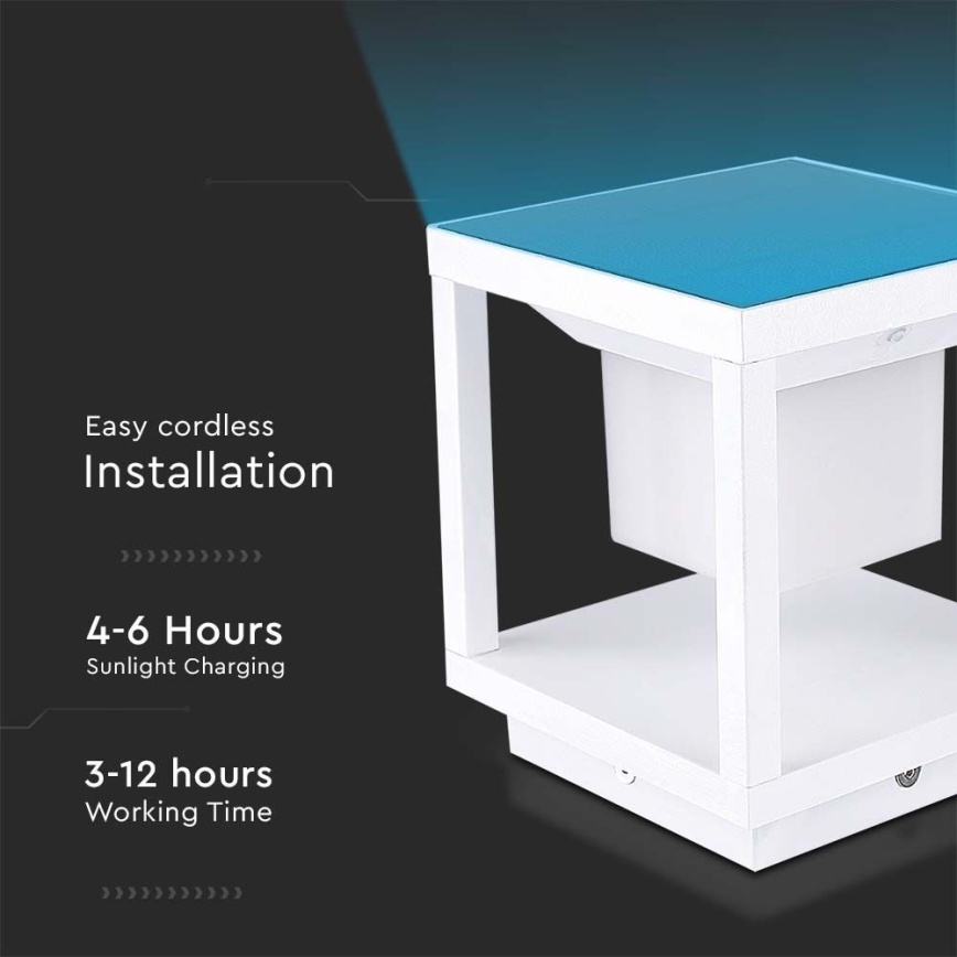 Светодиодный светильник на солнечной батарее с датчиком LED/2W/5,5V 3000K IP65 2600 mAh белый