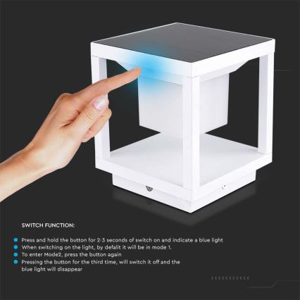 Светодиодный светильник на солнечной батарее с датчиком LED/2W/5,5V 3000K IP65 2600 mAh белый