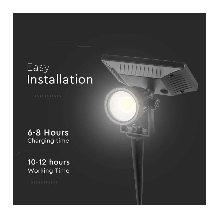 Светодиодный светильник на солнечной батарее SPIKE LED/2W/5,5V IP65 6400K 1200 mAh