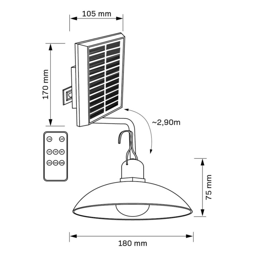 Светодиодный светильник на солнечной батарее CELINA LED/1,8W/3,7V IP44 + дистанционное управление
