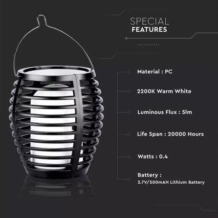 Светодиодный светильник на солнечной батарее FLAME 4в1 1xLED/0,45W/3,7V IP44