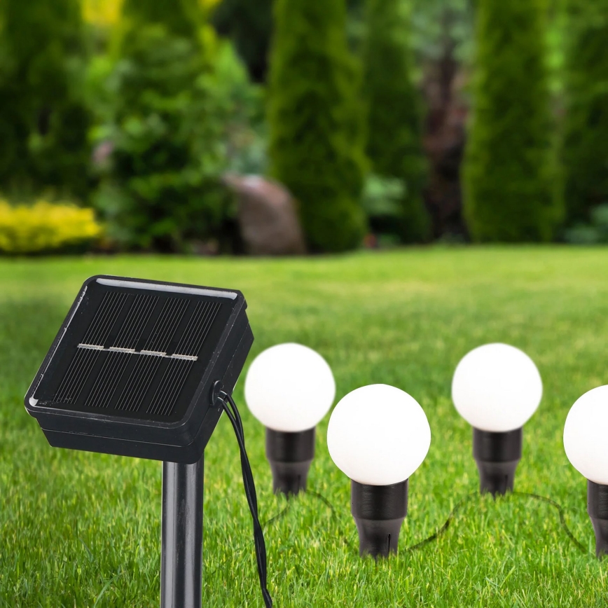 Светодиодный светильник на солнечной батарее KULKI 6xLED/1,2V 600 mAh 4,3 м IP44 черный/белый