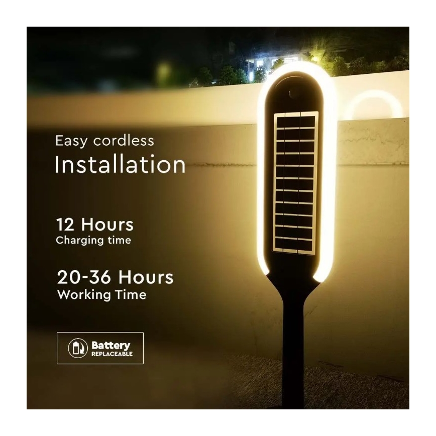 Светодиодный светильник на солнечной батарее с датчиком BOLLARD LED/5W/5,5V 70 см 3000K IP65 2000 mAh