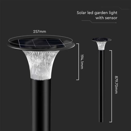 Светодиодный светильник на солнечной батарее с датчиком LED/15W/3,2V 4000K/6000K IP65 6000 mAh