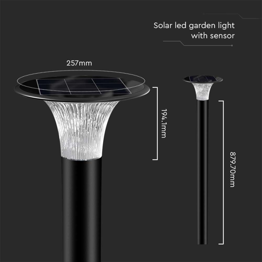 Светодиодный светильник на солнечной батарее с датчиком LED/15W/3,2V 4000K/6000K IP65 6000 mAh