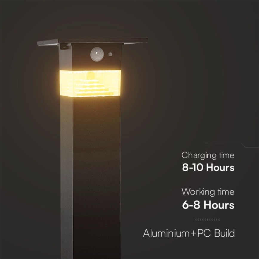 Светодиодный светильник на солнечной батарее с датчиком LED/2,5W/3,7V IP54 3000K