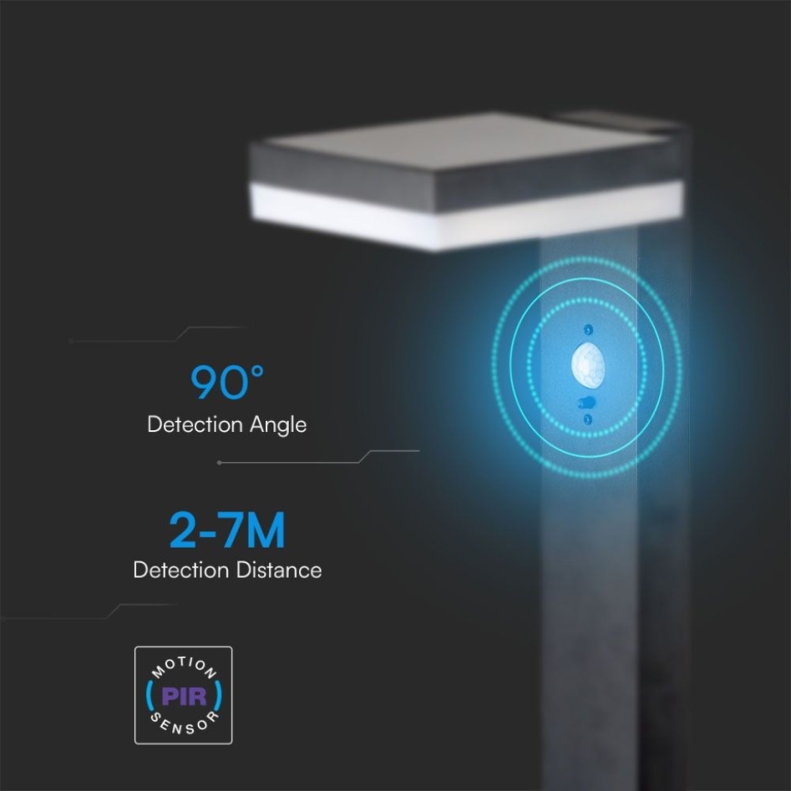 Светодиодный светильник на солнечной батарее с датчиком LED/2W/3,7V IP54 3000K угловой черный
