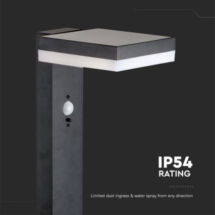 Светодиодный светильник на солнечной батарее с датчиком LED/2W/3,7V IP54 3000K угловой черный