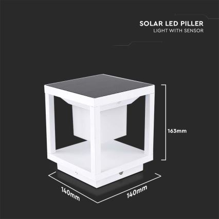 Светодиодный светильник на солнечной батарее с датчиком LED/2W/5,5V 3000K IP65 2600 mAh белый