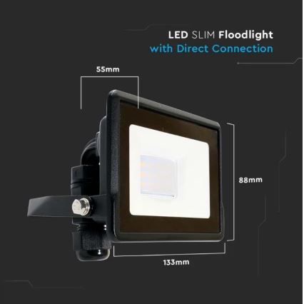 Светодиодный светильник с прямым подключением SAMSUNG CHIP LED/10W/230V IP65 6500K черный