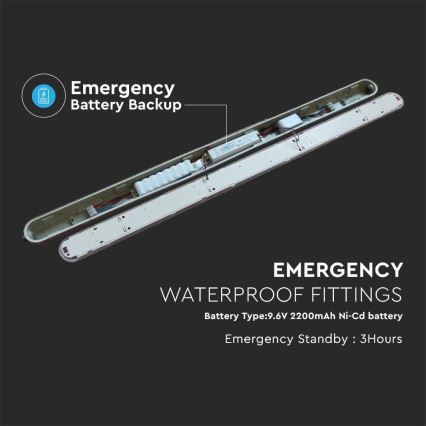 Светодиодный технический люминесцентный светильник с аварийным модулем EMERGENCY LED/36W/230V 4000K 120 см IP65
