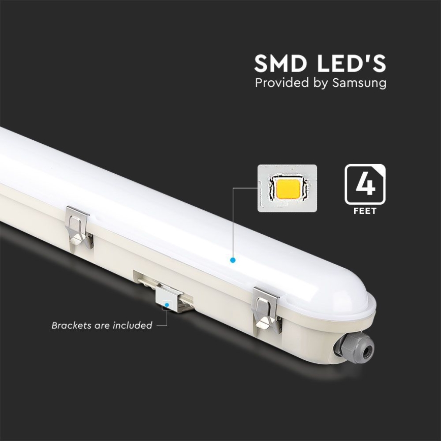 Светодиодный технический люминесцентный светильник с аварийным модулем EMERGENCY LED/36W/230V 6500K 120 см IP65