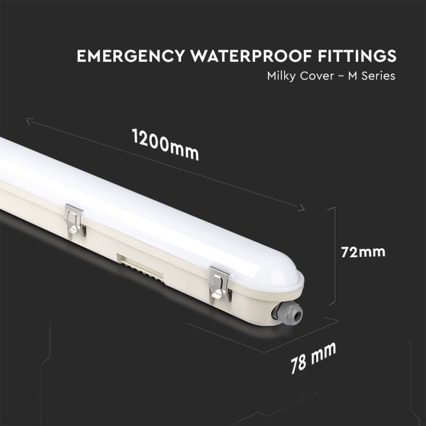 Светодиодный технический люминесцентный светильник с аварийным модулем EMERGENCY LED/36W/230V 6500K 120 см IP65