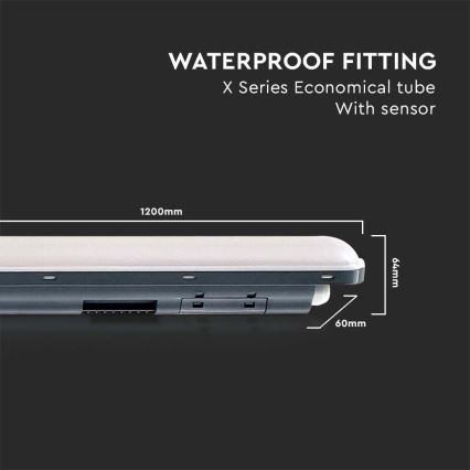 Светодиодный технический люминесцентный светильник с датчиком  X-SERIES LED/36W/230V 6500K 120 см IP65