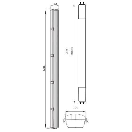 Светодиодный технический люминесцентный светильник T8 2xG13/18W/230V 4000K IP65