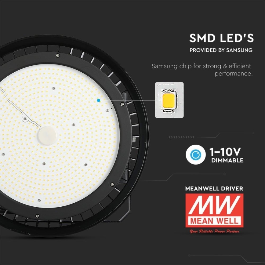 Светодиодный технический светильник с регулированием яркости High Bay LED/500W/230V 4000K IP65 черный