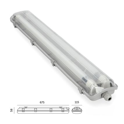 Светодиодный технический люминесцентный светильник T8 2xG13/9W/230V 4000K IP65 67,5 см