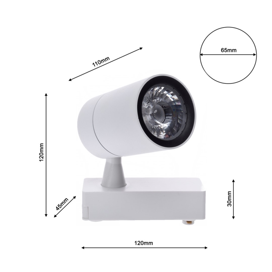 Светодиодный точечный светильник для трековой системы TRACK LIGHT LED/7W/230V 4000K белый