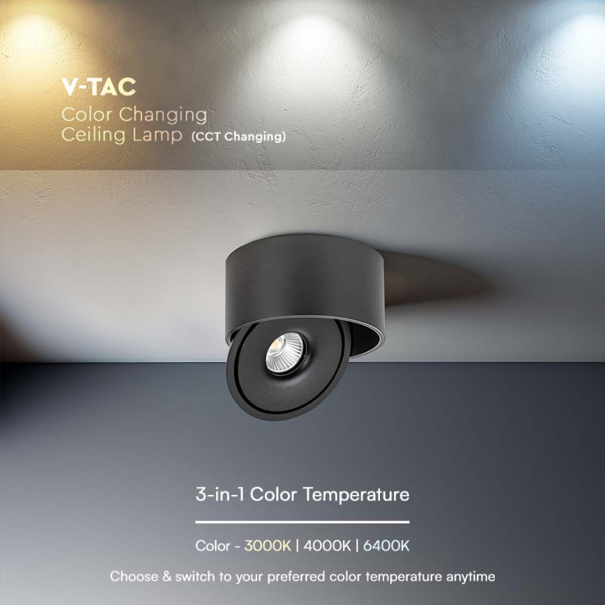Светодиодный точечный светильник LED/28W/230V 3000/4000/6400K CRI 90 черный