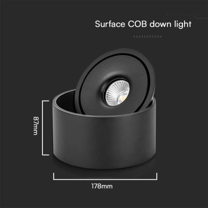 Светодиодный точечный светильник LED/28W/230V 3000/4000/6400K CRI 90 черный