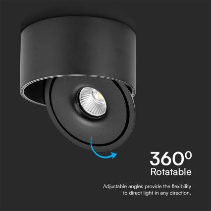 Светодиодный точечный светильник LED/20W/230V 3000/4000/6400K CRI 90 черный