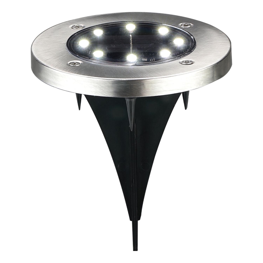 Светодиодный тротуарный светильник на солнечной батарее SOLLY LED/1,2V 6500K диаметр 11,5 см 300 mAh IP44 матовый хром