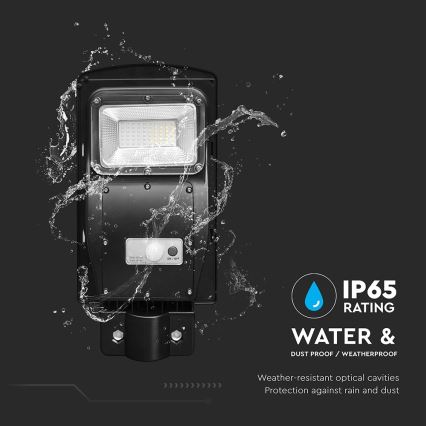 Светодиодный регулируемый солнечный уличный фонарь с датчиком движения и сумерек LED/6W/3,2V 6000K IP65 5000 мАч черный + пульт дистанционного управления