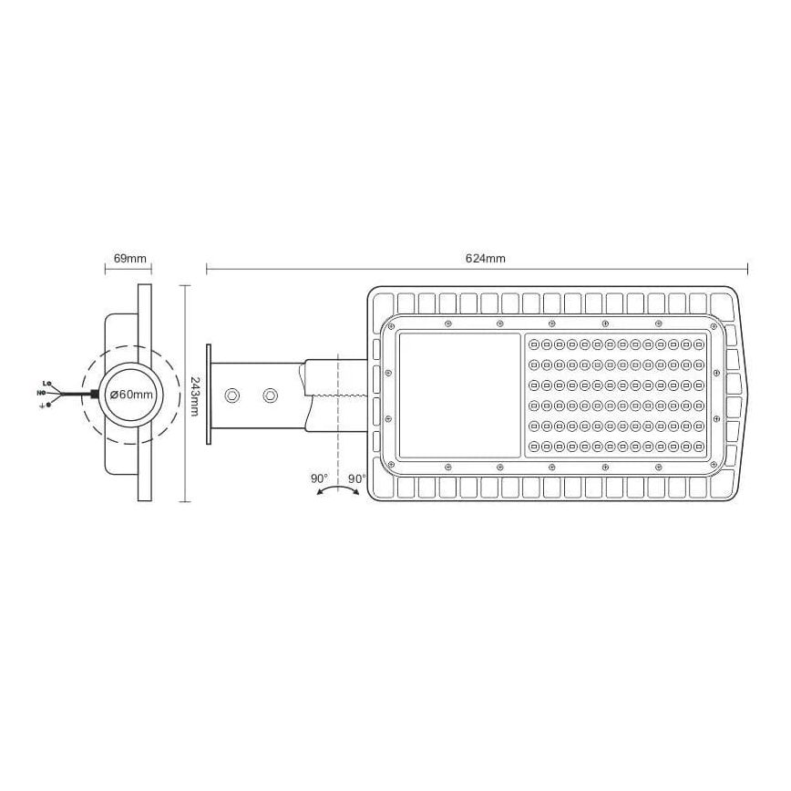 Светодиодный уличный фонарь LED/100W/230V 5000K IP65