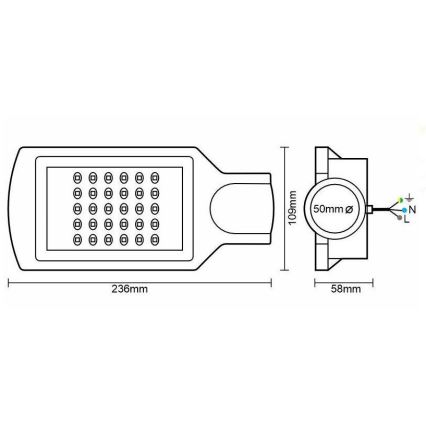 Светодиодный уличный фонарь LED/30W/170-400V IP67