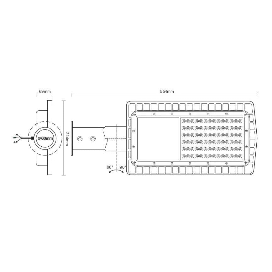 Светодиодный уличный фонарь LED/60W/230V 5000K IP65