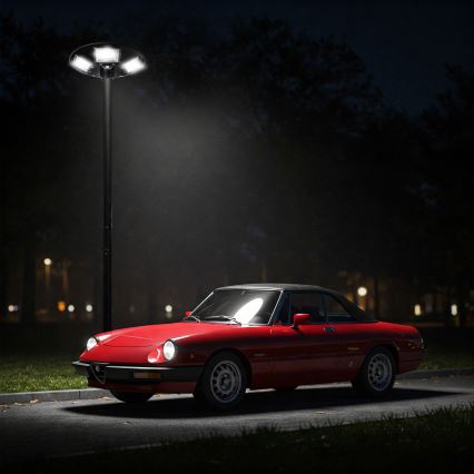 Светодиодный уличный фонарь на солнечной батарее с регулированием яркости и датчиком LED/22W/6V 18000 mAh 6500K IP65 черный + дистанционное управление