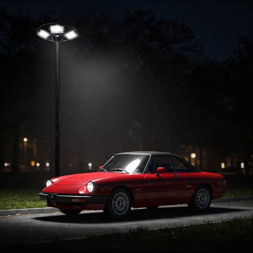 Светодиодный уличный фонарь на солнечной батарее с регулированием яркости и датчиком LED/22W/6V 18000 mAh 6500K IP65 черный + дистанционное управление