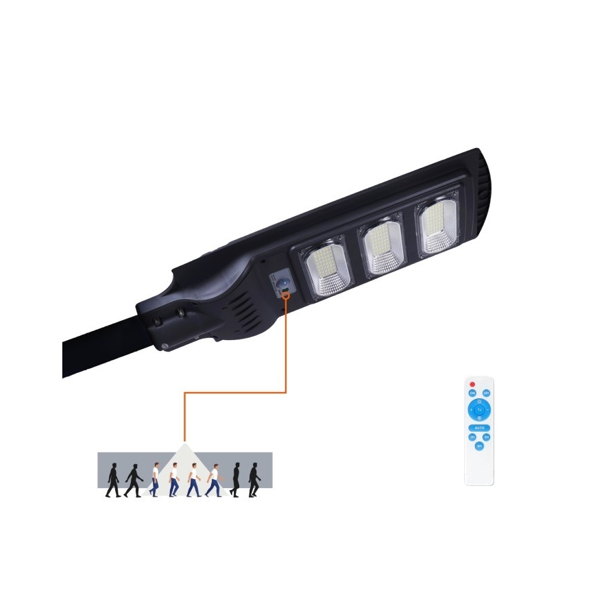 Светодиодный уличный фонарь на солнечной батарее с регулированием яркости и датчиком движения и освещенности URBI LED/8W/3,2V 6500K IP54 10000 mAh + дистанционное управление