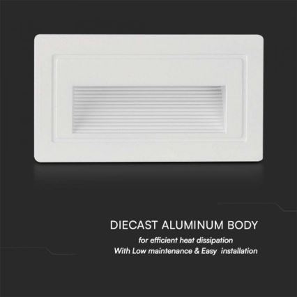 Светодиодный уличный лестничный светильник LED/3W/230V 3000K IP65 белая