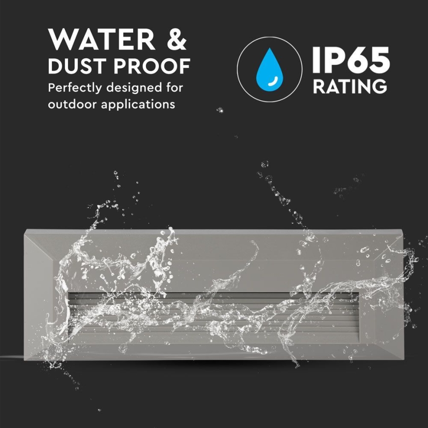 Светодиодный уличный лестничный светильник LED/3W/230V 4000K IP65 серая