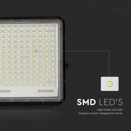 Светодиодный уличный прожектор на солнечной батарее LED/30W/3,2V 4000K черный IP65 + дистанционное управление