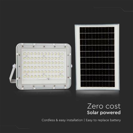 Светодиодный уличный регулируемый солнечный прожектор LED/15W/3,2V IP65 6400K 12000 мАч белый + пульт дистанционного управления