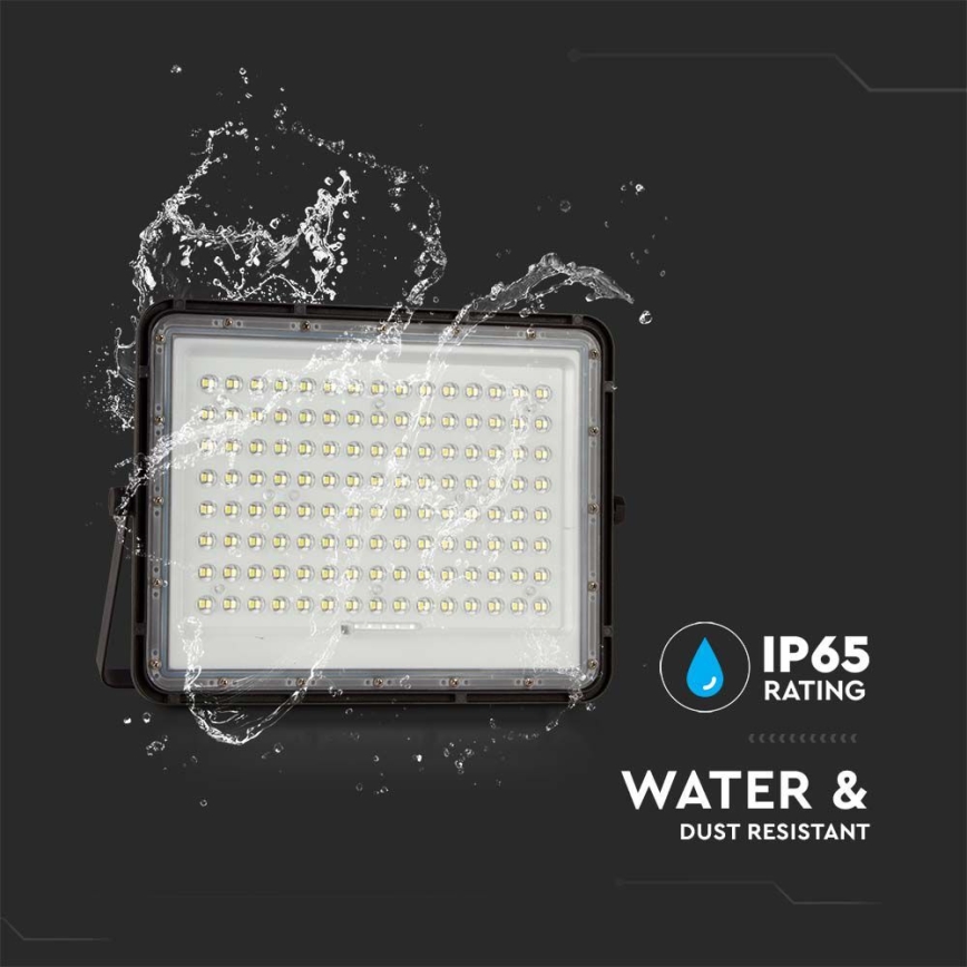 Светодиодный уличный солнечный прожектор LED/200W/3,2V 4000K черный IP65 16000 мАч + пульт дистанционного управления