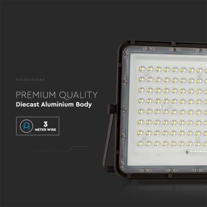 Светодиодный уличный солнечный прожектор LED/200W/3,2V 4000K черный IP65 16000 мАч + пульт дистанционного управления