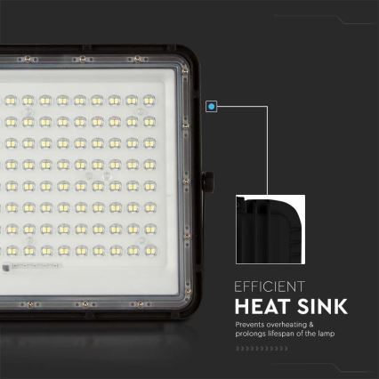 Светодиодный уличный солнечный прожектор LED/20W/3,2V 6400K черный IP65 16000 мАч + пульт дистанционного управления