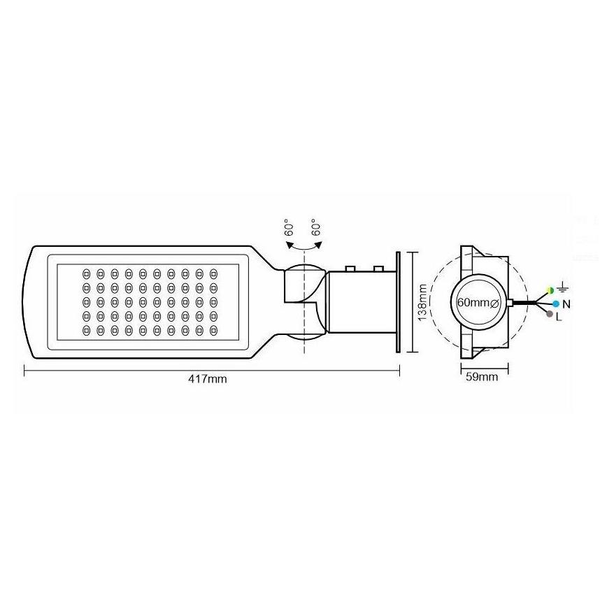 Светодиодный уличный фонарь LED/50W/170-400V IP65
