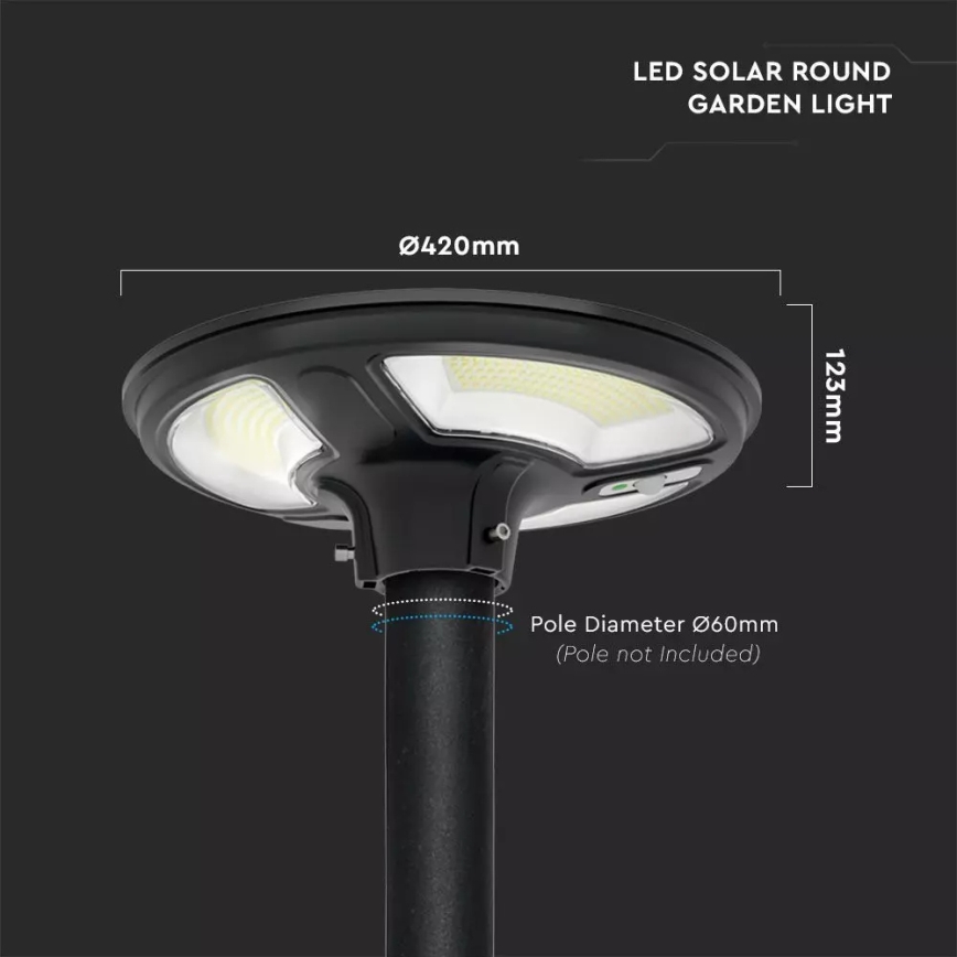 Светодиодный уличный фонарь на солнечной батарее с датчиком LED/7,5W/3,2V IP65 4000K 15000 mAh + дистанционное управление