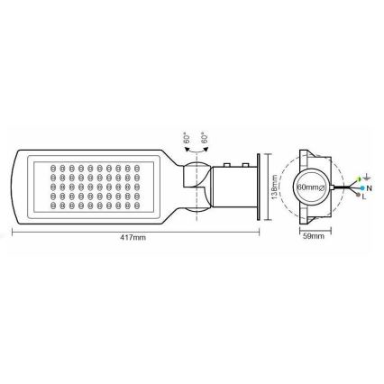 Светодиодный уличный фонарь с датчиком LED/50W/170-400V IP65