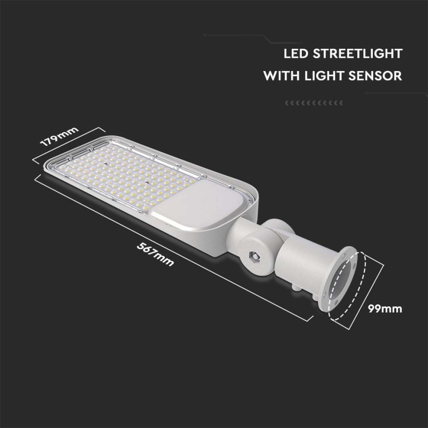 Светодиодный уличный фонарь с датчиком освещенности SAMSUNG CHIP LED/100W/230V 6500K IP65 серый