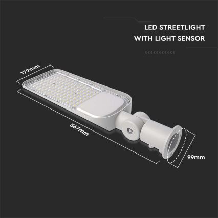 Светодиодный уличный светильник с датчиком сумерек SAMSUNG CHIP LED/100W/230V 6500K IP65 серый