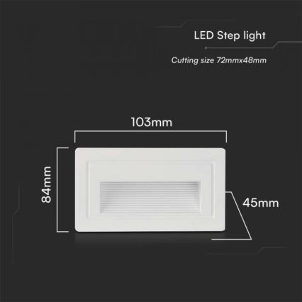 Светодиодный уличный лестничный светильник LED/3W/230V 3000K IP65 белая