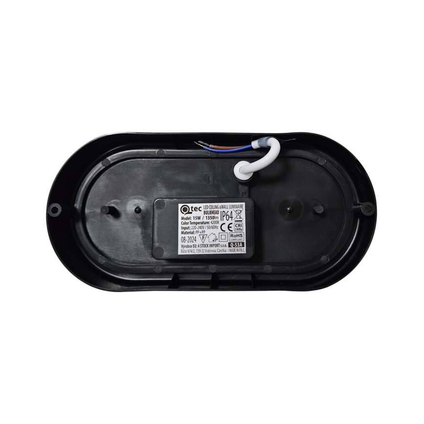 Светодиодный уличный потолочный светильник LED/15W/230V 4200K 20x9,8 см IP64 черный
