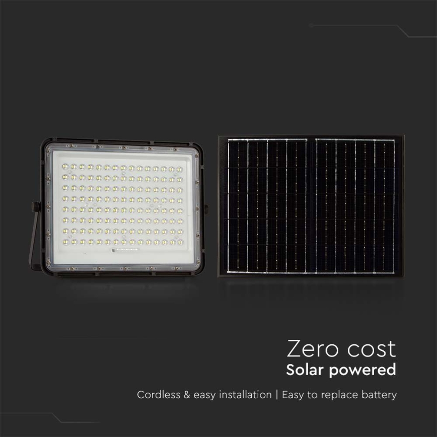 Светодиодный уличный прожектор на солнечной батарее LED/20W/3,2V 6400K черный IP65 + дистанционное управление