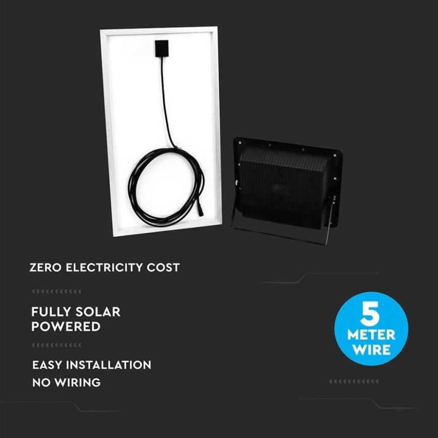 Светодиодный уличный прожектор на солнечной батарее LED/40W/10V IP65 6000K + дистанционное управление