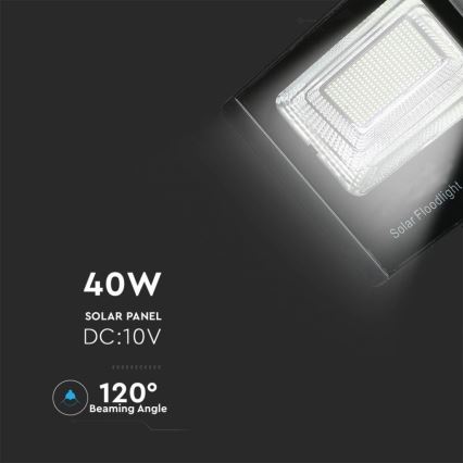 Светодиодный уличный прожектор на солнечной батарее LED/40W/10V IP65 6000K + дистанционное управление